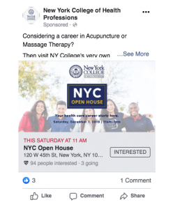 Facebook advertising example